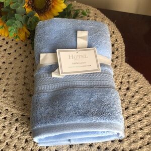 Hotel Bath Blue Cotton Hand Towels